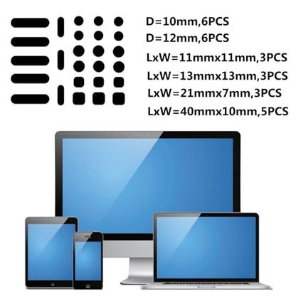 Universal Webcam Cover Stickers - Privacy Protection Accessory, No Residue Application, Safe Screen Closure - Dots,Squares and Bars, 26 Pieces - Black - color: Black-26PCS