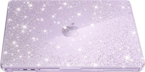 B BELK Glitter Case Compatible with MacBook Neo 13 inch 2026 Model A3404, Slim Plastic Hard Shell Case with Sparkly Crystal Bling Cover & 2 Keyboard Skins & Screen Protector, Lavender Purple - color: Glitter purple
