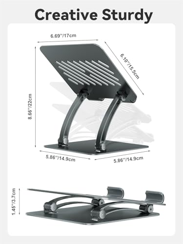 tounee Tablet Holder Stand, Dual Rod Adjustable Aluminum Desktop Stand, Compatible with 4.7-16.9" iPads, Surface Tablets, Portable Monitors, Kindle & More (Gray) - color: Gray