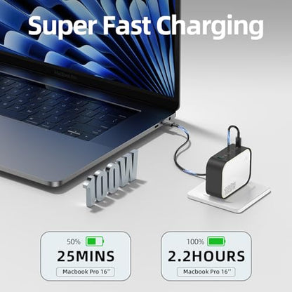 120W GaN USB C Charger, 6-Port Fast Charging Block with Night Light, PD 100W Wall Charger for MacBook Pro/Air, iPhone 17/16/15 Series, iPad, Laptop - Ultra-Compact Travel Charger for Home and Office