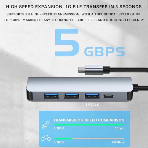 USB Hub Multi USB Splitter 5Gbps USB 3.0 Port Extender Hub with 4 Ports, USB Extension Cable Super Speed HUB Splitter Expansion for Mouse Flash Drive Keyboard Mobile Hard Disk Drive Gifts