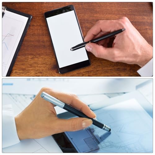 MECCANIXITY 5pcs Metallic Stylus Pen Retractable Aluminum Alloy Mini Capacitive Pens for Universal All Touch Screen Devices, Black - color: Black