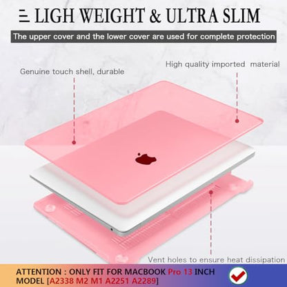 CISSOOK for MacBook Pro 13 Inch Case Pink M2 A2338 M1 A2251 A2289 | Hard Shell Case with Keyboard Cover Screen Protector for MacBook Pro 13 2025-2020 Released with Touch Bar -Clear Pink - color: Clear Pink