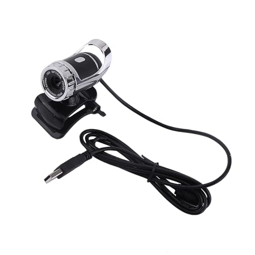 Webcam with Built in Microphone, 0 Pixels HD Rotatable Camera for PC Laptop, 360 Degree Rotation with Adjustable Stand, Silver - color: Silver