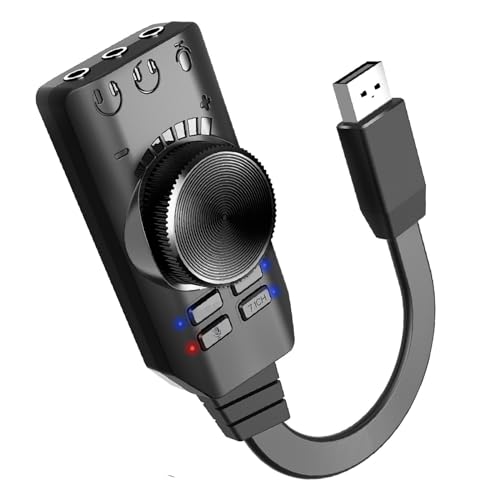 DAGIJIRD USB 2.0 External Sound Card Adapter with Dual TRS Headphone and Microphone Jack for PC Laptop Gaming Device
