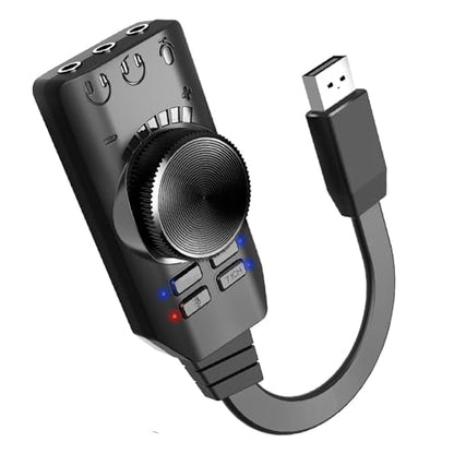 DAGIJIRD USB 2.0 External Sound Card Adapter with Dual TRS Headphone and Microphone Jack for PC Laptop Gaming Device