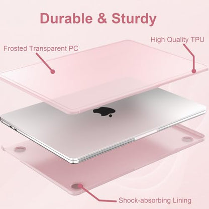 AKIT Compatible with MacBook Air 13 inch Case M5 2026 2025-2022 M4 M3 M2 A3449 A3240 A3113 A2681, [Anti-Cracking] Soft TPU Bumper+Keyboard Cover Cover for MacBook Air 13.6 inch, Pink Clear - color: Pink Clear