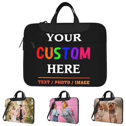Custom Laptop Bag Personalized Laptop Case Sleeve Shoulder Bag With Photo Logo Text Slim Computer Messenger Briefcases - color: 15.6 Inch