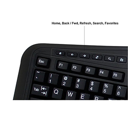 Adesso AKB-450UB - Ergonomic Keyboard with Built-in Touchpad, Wired USB, Multimedia Hotkeys, Split Keys Design, Built-in Palm Rest for Comfort - Compatible for PC