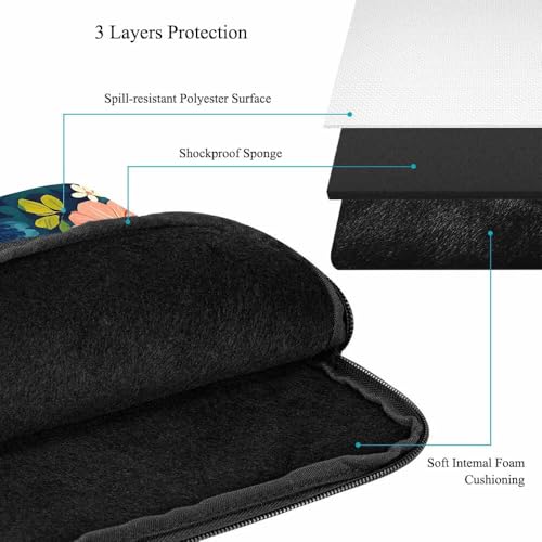 Laptop Sleeve Bag 15.4 15.6 Inch,Floral Bright Colorful Flowers and Leaves Protective Polyester Computer Cases Laptop Cover Briefcase Bag Tablet Travel Cover - color: LPS-003