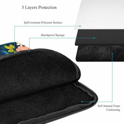 Laptop Sleeve Bag 15.4 15.6 Inch,Floral Bright Colorful Flowers and Leaves Protective Polyester Computer Cases Laptop Cover Briefcase Bag Tablet Travel Cover - color: LPS-003