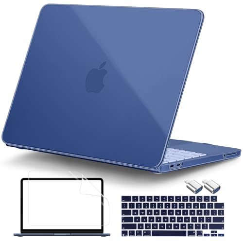 DONGKE Clear Case for MacBook Neo 13 Inch 2026 (Model A3404 | A18 Pro Chip) | Crystal Indigo Hard Shell Cover with Screen Protector & Keyboard Cover & 2 USB-C Adapters - color: Crystal Indigo