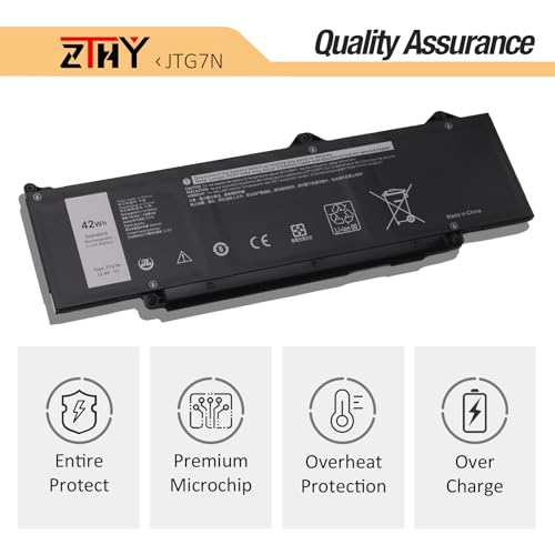 42Wh JTG7N GRWKG Battery for Dell Latitude 5340 5350 5440 5450 5540 5550 | 7455 3340 3440 3450 3540 3550 Precision 3480 3490 3580 3590 inspiron 14 Plus 7441 R73TC DR02P 542WP 7RDGP 803W6 11.4V 3-Cell - size: 10.39*3.42*0.15 inch JTG7N