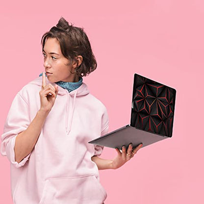 Laptop Skin Sticker Decal, Black and Red, 13.3-15.6 inch Universal | Vinyl Cover, Dustproof, Waterproof, Reusable, Includes 2 Wrist Pads - color: Black and red
