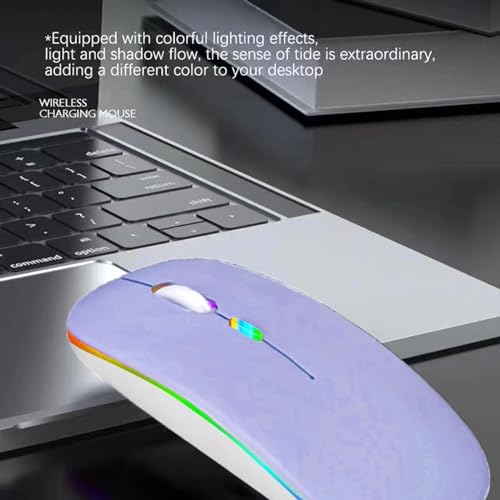 Guiheng Wireless Bluetooth Mouse,LED Dual Mode Rechargeable Silent Slim Laptop Mouse,Portable(BT5.2+USB Receiver) Dual Mode Computer Mice,for Laptop,Desktop Computer,ipad Tablet,Phone,Mac(Purple) - color: Purple