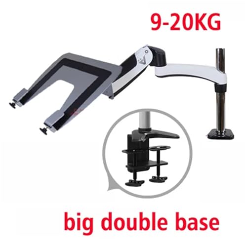 GST112T-LP20 Full Motion Aluminum Strong Gas Spring Dual Arm Laptop Desktop Mount Swivel Stand Grommet Hole Clamp Notebook Tray(Clamp Base) - color: Clamp base