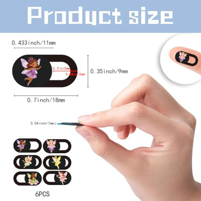 6Pcs 6 Styles Fairy Camera Cover Slide Cute Privacy Guard Accessories, 0.04 Inch Ultra Thin Webcam Cover Protector Blocker for Laptop Desktop Computer Tablet Notebook Mini PC Office Use - color: Fairy