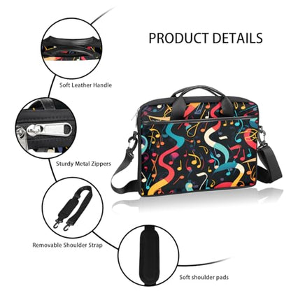Laptop Shoulder Bag for Women Men, Waterproof Computer Case Messenger Bag Briefcase for Business Office Travel - color: Music Note