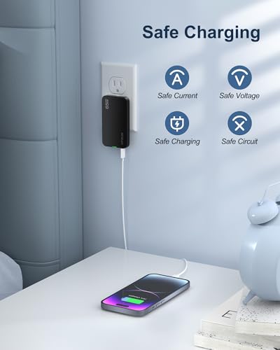 65W GaN USB C Wall Charger Block,3 Port Ultra Thin Flat USB-C Charging Plug,Foldable USB Power Adapter for MacBook,iPhone 15/16,Samsung (Black) - color: Black