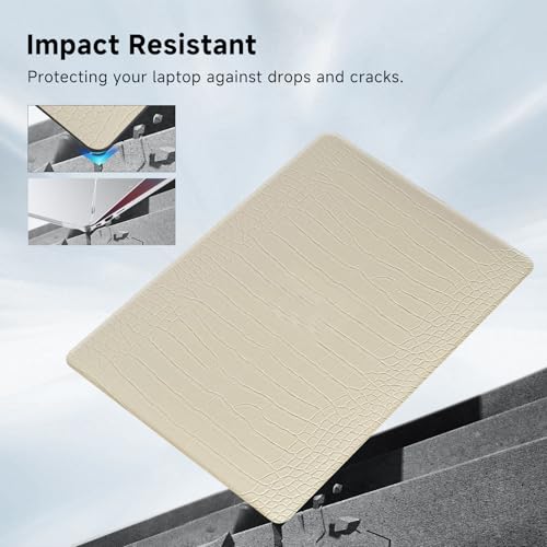 Funut for MacBook Air 13.6 inch Case M5 M4 M3 M2 2022-2024 2025 2026 Release A3449 A3240 A3113 A2681 with Touch ID, Crocodile MacBook Air 13 M5 Leather Hard Shell Case & Keyboard Cover, Pudding - color: 01Pudding, size: 2022-2026 MacBook Air 13.6 inch M2