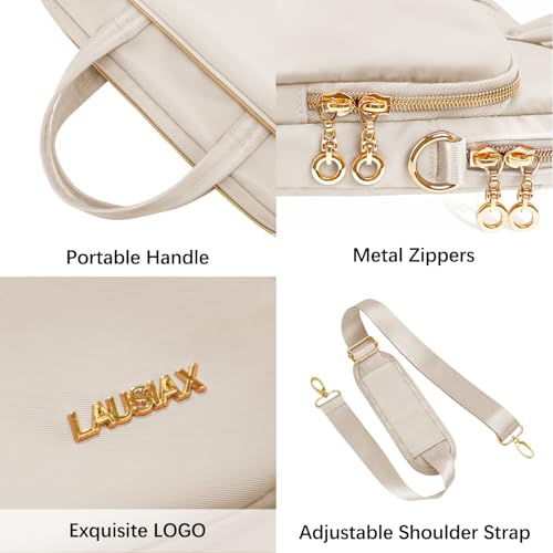 Laptop Case Bag Women Men Computer Sleeve Compatible with MacBook/Dell/HP/Acer/ASUS, Waterproof Shoulder Carrying Briefcase, Beige, 15.6-16 Inch - color: Beige, size: 15.6 inch