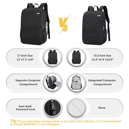 MAXTOP Deep Storage Laptop Backpack Business Anti-theft Backpacks[Water Resistant] College Computer Bookbag Fits 15 Inch Laptop Black - color: Black, size: 15.6 inch, style: Daypack Backpacks