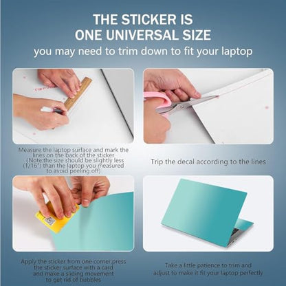 Laptop Skin Sticker Decal 15-15.6 Inches, Universal Reusable Vinyl Sticker for 12.1 13 13.3 14 15.4 Inches Netbook/Notebook PC, Waterproof & Scratch-Resistant (Ocean Blue - Gradient) - color: Ocean Blue - Gradient
