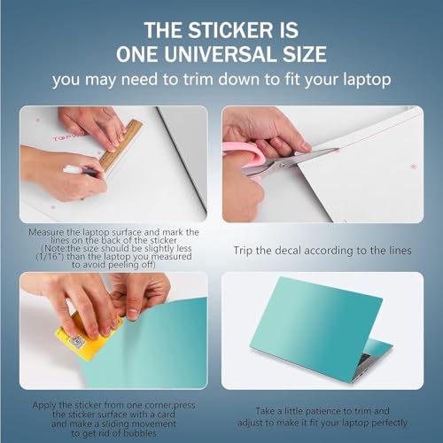 Laptop Skin Sticker Decal 15-15.6 Inches, Universal Reusable Vinyl Sticker for 12.1 13 13.3 14 15.4 Inches Netbook/Notebook PC, Waterproof & Scratch-Resistant (Ocean Blue - Gradient) - color: Ocean Blue - Gradient