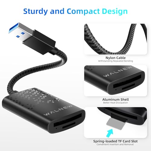 SD Card Reader with UHS-II, WALNEW SD 4.0 USB 3.0 Memory Card Reader for Mac OS, Windows, Android on PC, Laptop, and Camera, SD Card Adapter Supports SD/Micro SD/SDXC/SDHC/RS-MMC/UHS-I/UHS-II Cards