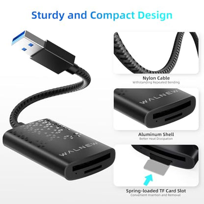 SD Card Reader with UHS-II, WALNEW SD 4.0 USB 3.0 Memory Card Reader for Mac OS, Windows, Android on PC, Laptop, and Camera, SD Card Adapter Supports SD/Micro SD/SDXC/SDHC/RS-MMC/UHS-I/UHS-II Cards