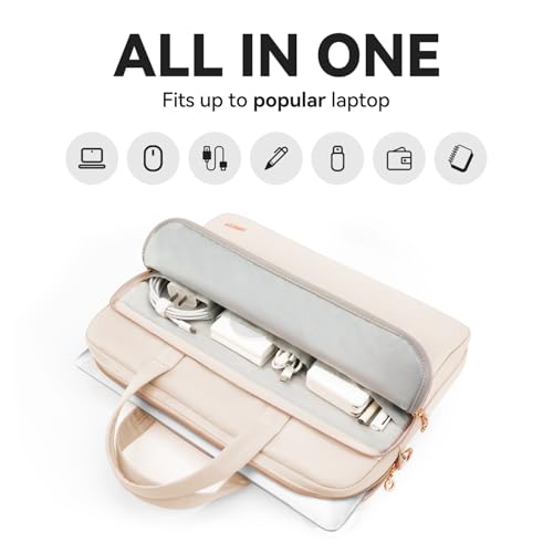 Laptop Case Bag Women Men Computer Sleeve Compatible with MacBook/Dell/HP/Acer/ASUS, Waterproof Shoulder Carrying Briefcase, Beige, 17-17.3 Inch - color: Beige, size: 17.3 inch