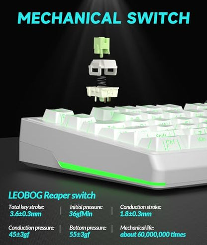 SOLAKAKA KI99 Pro 96% Wireless Mechanical Keyboard, RGB Gaming Keyboard, Hot-Swappable Pre-Lubed Switches, Gasket Structure Creamy Keyboards (Contour-Style White, Non-Silent Version) - color: Contour-Style White, size: Non-Silent Version