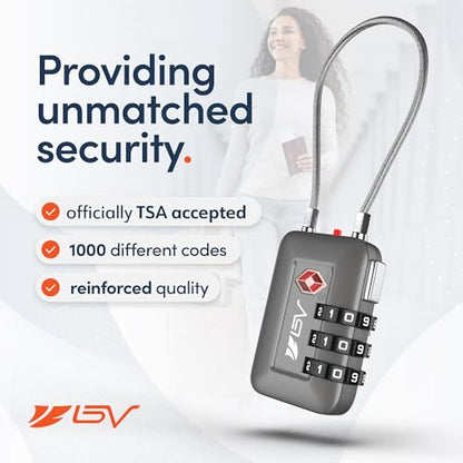 TSA Accepted Luggage Travel Lock, Set-Your-Own Combination Lock for School Gym Locker, Luggage Suitcase Baggage Locks, Filing Cabinets, Toolbox, Case (Slate Gray, 4 Pack) - color: Slate Gray 4-Pack