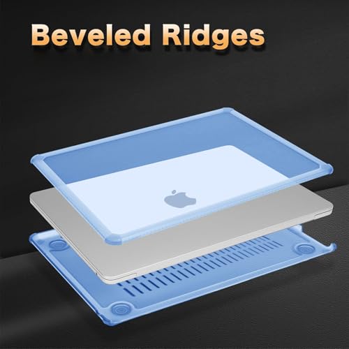 MOSISO Compatible with MacBook Air 15 inch Case M5 2026 M4 M3 M2 2025-2023 | A3448 A3241 A3114 A2941,Anti-Cracking,Heavy Duty Shock-Absorbing Hard Shell Case with TPU Bumper&Keyboard Cover, Air Blue - color: Air Blue