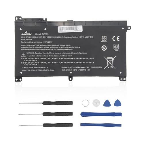 BI03XL 41.7 WH Laptop Battery Compatible with HP Pavilion X360 13-U M3-U 13-u000 M3-U001DX M3-U103DX 13-U100TU 13-U118TU Stream 14-AX 14-ax010wm 14-ax010nr ON03XL 0N03XL 844203-855 - size: 9.44*5.27*1.22 inch BI03XL