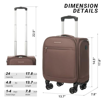 Verage Underseat Carry On Luggage with Wheels, 14.5-Inch Spinner Small Suitcase, Softside Lightweight Travel Bag for Men and Women, Airplane Carry On Bag, Chestnut Brown - color: Chestnut Brown, size: Basic Underseat