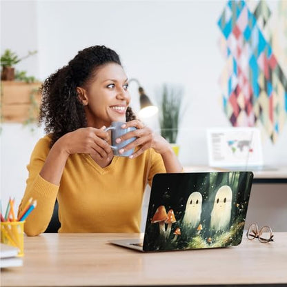 Universal Laptop Skin, DIY Cut-to-Fit Vinyl Cover Compatible with HP, Dell, Lenovo, Mac (13.3" to 15.6"), Anti-Scratch, No Residue & Bubble-Free Protective Decal Sticker, Cute Ghost Forest - color: Cute Ghost Forest