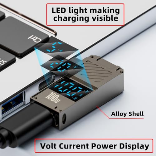 USB C to DC Adapter,USB C Female to DC 11.0x4.5mm Barrel Jack Plug PD 100W Laptop Fast Charging Adapter with Wattage Display - style: 11.0x4.5mm