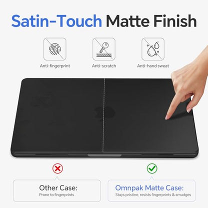 Omnpak for MacBook Air 13 inch Case, M5 M4 M3 M2 2026-2022 A3449 A3240 A3113 A2681, Scratch & Fingerprint Resistant, Frosted Matte Lightweight Hard Shell Protective Cover for MacBook Air 13.6 inch - color: Matte Black