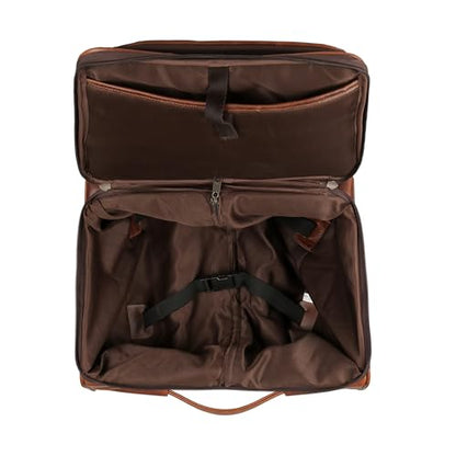 KomalC Leather Rolling Briefcase for Men – Wheeled Laptop Bag with 21” Trolley Handle, Premium Buffalo Leather Business Travel Case