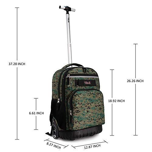 Tilami Rolling Backpack 19 inch with Lunch Bag Wheeled Laptop Backpack, Camouflage - color: Camouflage