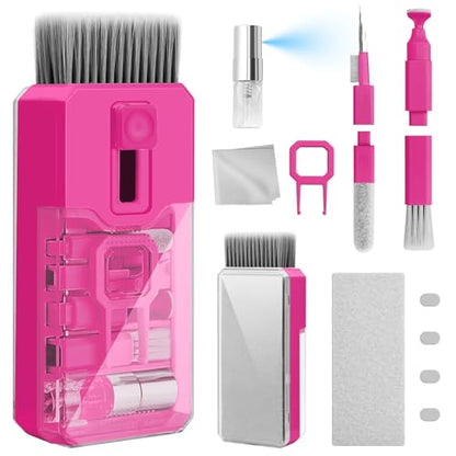Keyboard Cleaner & Laptop Cleaning Kit, All-in-1 for Computer PC, HotPink | Electronics Deep Cleaning Reusable Brush Tool, Screen-Safe Spray, for iPhone iPad Macbook Airpod Camera, Gaming Accessories - color: HotPink