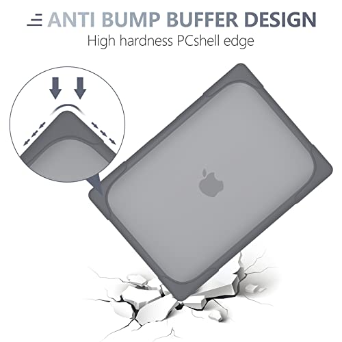 Batianda Foldable Stand Heavy Duty Case for MacBook Air 13.6 inch, Gray | Fits M5 M4 M3 M2 Chip 2026-2022 Model, Ergonomic Stand Holds 22 lbs, Shockproof Bumper, with Keyboard Cover Screen Protector - color: Grey