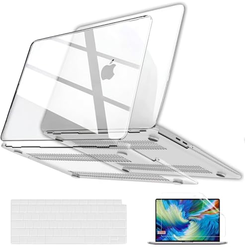 GVTECH Case for MacBook Pro 14 inch (2026-2021) M5 A3427 A3426 A3434 M4 A3112 A3185 A3401 M3 A2918 M2 A2992 A2779 M1 A2442 Plastic Hard Shell, Keyboard Cover, Screen Protector, Transparent - color: Clear, size: Mac Pro 14 (2021-25)(M5 A3434 M4 A3112 M3 M2