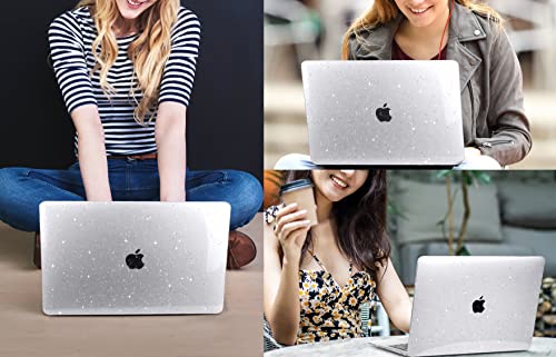 CISSOOK Clear Glitter Case for MacBook Pro 13 Inch 2020-2025 Release A2338 A2251 A2289, Plastic Bling Hard Shell Case with Keyboard Cover for MacBook Pro 13 M1 M2 Sparkly | 4in1 Set Plastic Bling Hard Shell Case with Keyboard Cover for MacBook Pro 13 M1 M