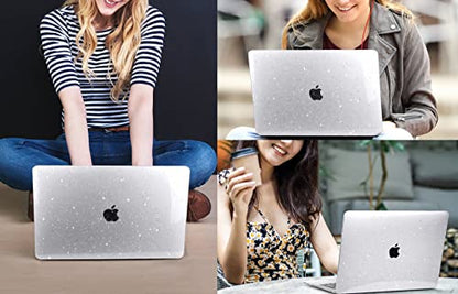 CISSOOK Clear Glitter Case for MacBook Pro 13 Inch 2020-2025 Release A2338 A2251 A2289, Plastic Bling Hard Shell Case with Keyboard Cover for MacBook Pro 13 M1 M2 Sparkly | 4in1 Set Plastic Bling Hard Shell Case with Keyboard Cover for MacBook Pro 13 M1 M