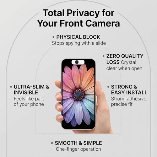 Smartphones Webcam Cover Protect Privacy, Front Camera Cover for Phone, Webcam Blocker for Single Front Camera, Privacy Slider Protects Your Phone Security, 2 Pack-Black
