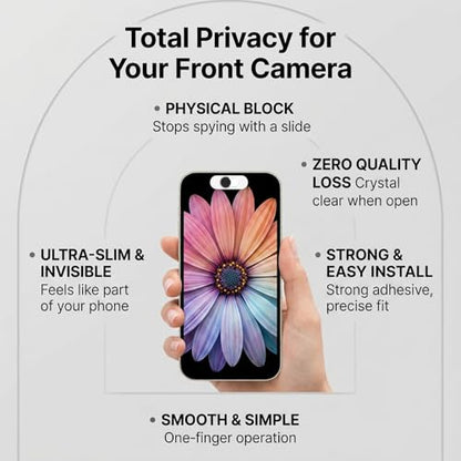 Smartphones Webcam Cover Protect Privacy, Front Camera Cover for Phone, Webcam Blocker for Single Front Camera, Privacy Slider Protects Your Phone Security, 2 Pack-Black