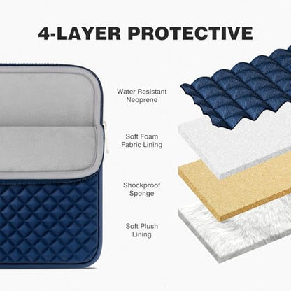 RAINYEAR 14 Inch Laptop Sleeve Shockproof Diamond Foam Case, Navy Blue | Protective Soft Fluffy Lining Carrying Bag Case Compatible with 14 inch Notebook Computer Chromebook Tablet Ultrabook - color: Navy Blue, size: 14"