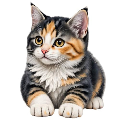 Waterproof Cute Calico Tabby Kitten Car Stickers – 5.5 Inch Vinyl Decals 2 Pack for Cars, Motorcycles, Laptops, Suitcases, Refrigerators, Walls, Doors, Bicycles, Removable Decorative Bumper Stickers